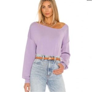 Line & dot size medium off the shoulder sweater.